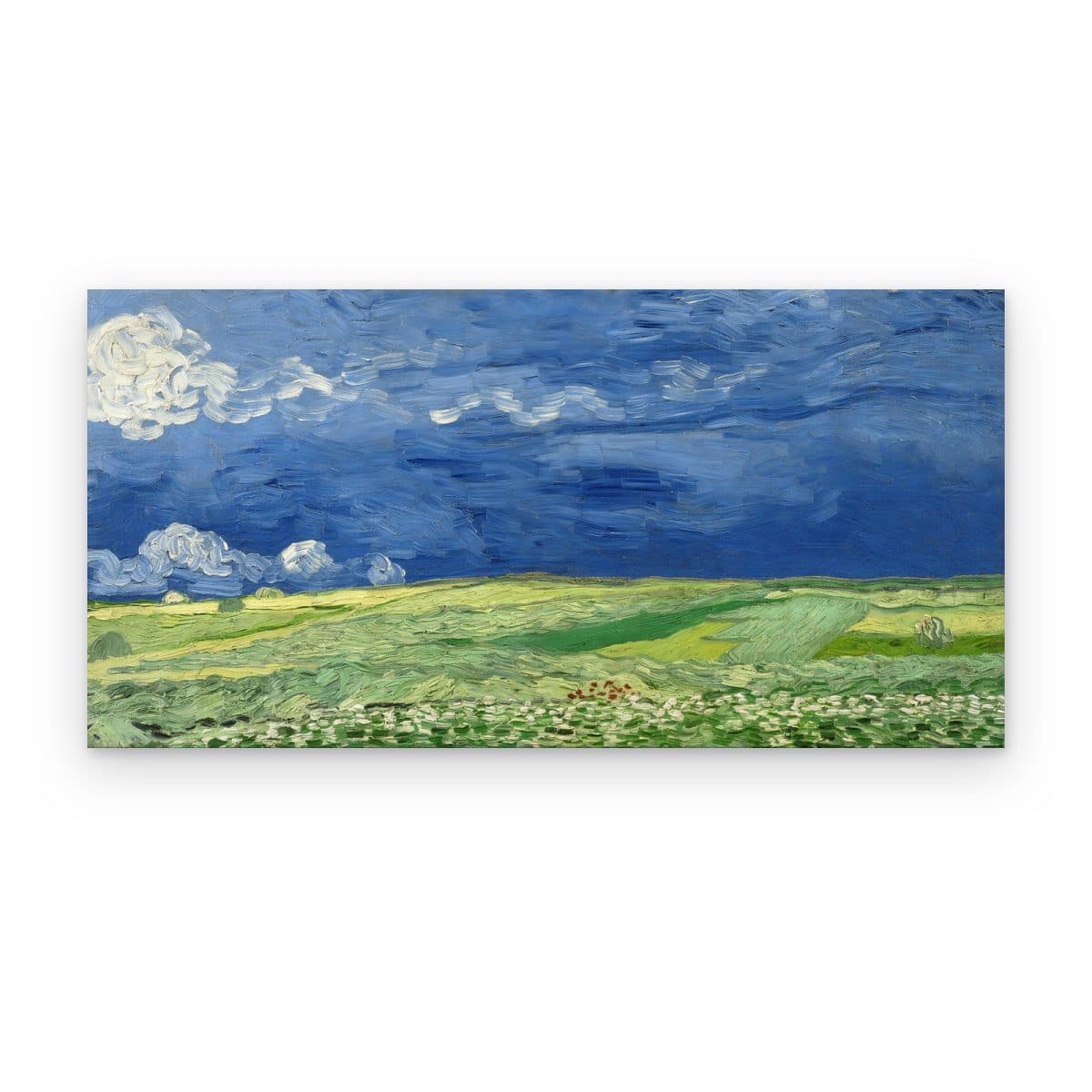 Cuadro Trigal bajo un Cielo de Tormenta de Van Gogh impreso en canvas, formato panorámico