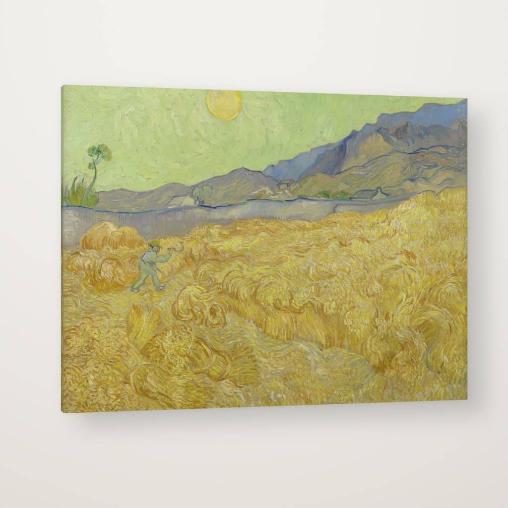 Trigal con Segador de Van Gogh en canvas con canto en espejo