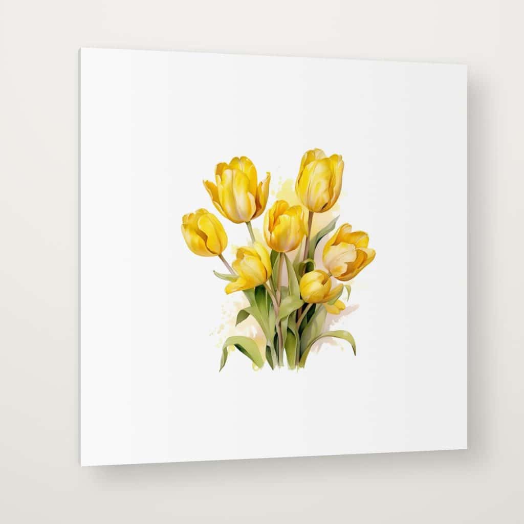 Tulipanes Amarillos en canvas con canto en espejo