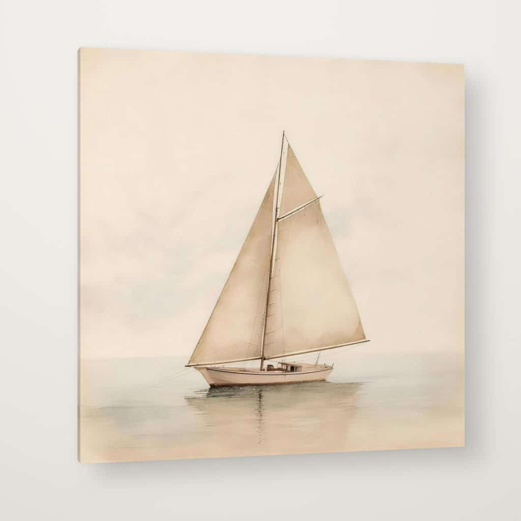Velero en Calma en canvas con canto en espejo