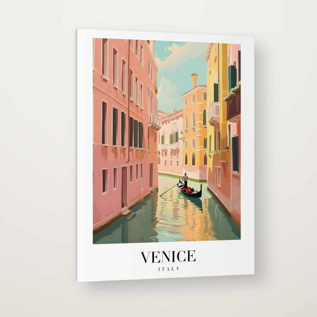 Venecia en Rosa en canvas con canto en espejo