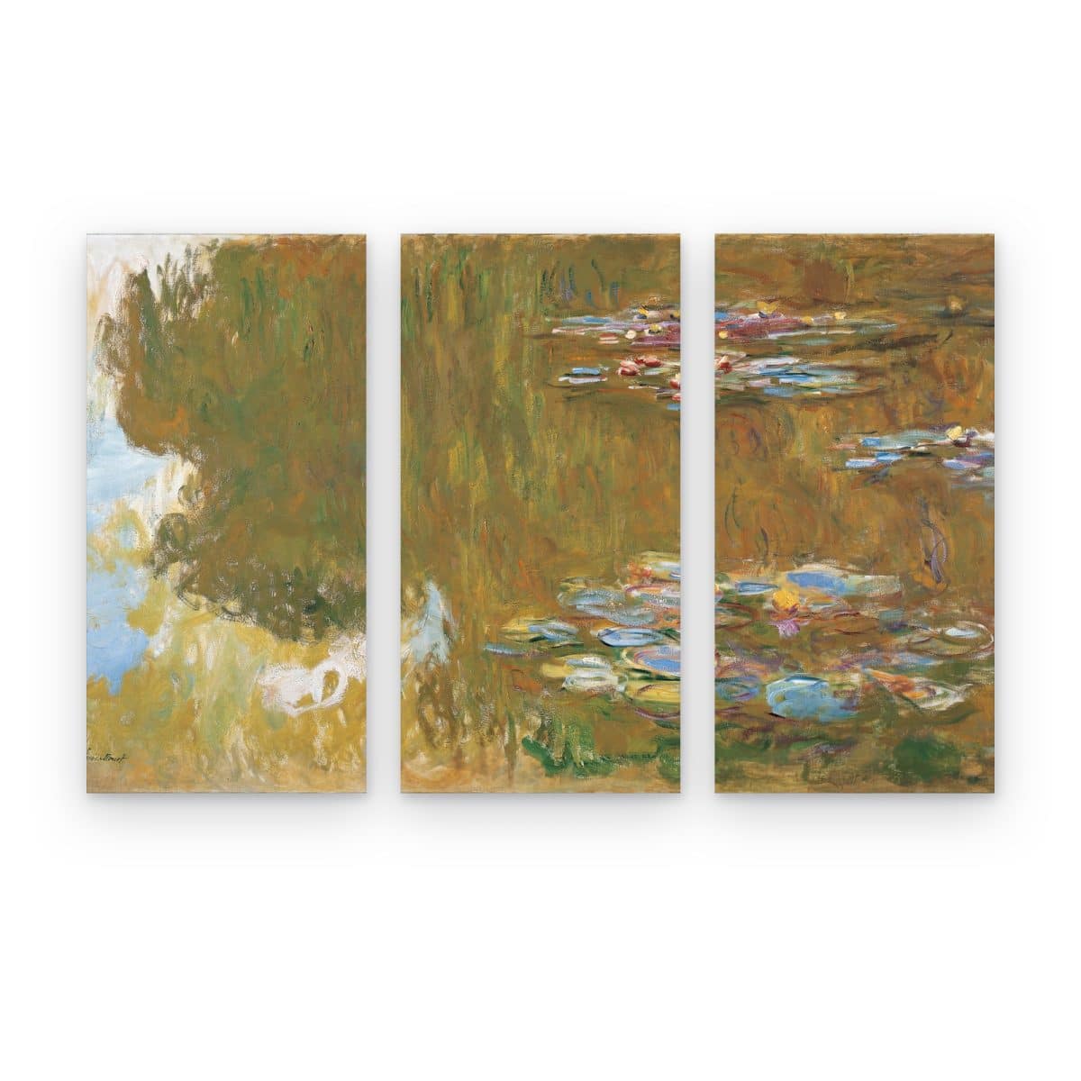 Tríptico El Estanque de Nenúfares de Monet en 3 paneles impresos en canvas
