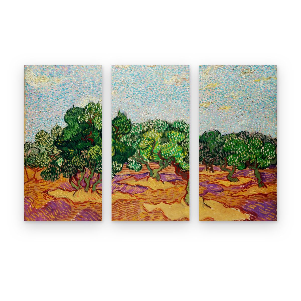 Tríptico Olivos de Van Gogh en 3 paneles impresos en canvas
